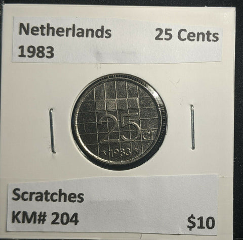 Netherlands 1983 25 Cents KM# 204 Scratches #880 1B