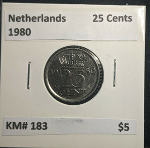 Netherlands 1980 25 Cents KM# 183 #890 1B