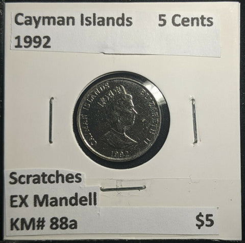 Cayman Islands 1992 5 Cents KM# 88a Scratches EX Mandell #902 1B