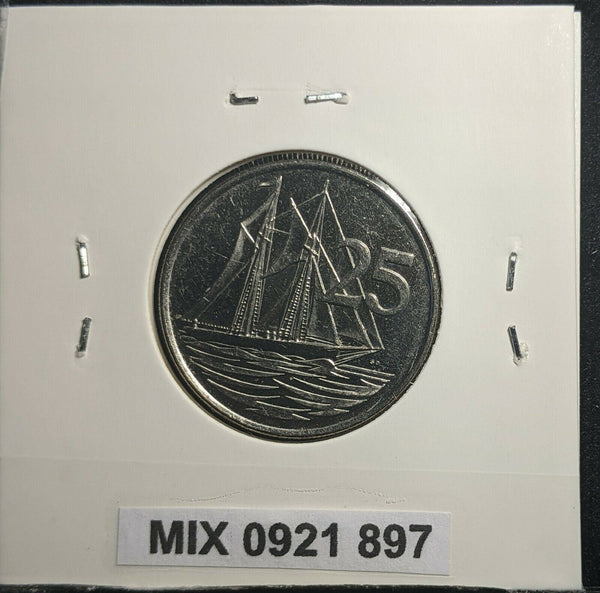 Cayman Islands 1999 25 Cents KM# 90 Scratches EX Mandell #897 1B