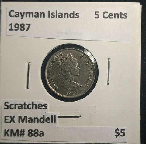 Cayman Islands 1987 5 Cents KM# 88a Scratches EX Mandell #901 2B