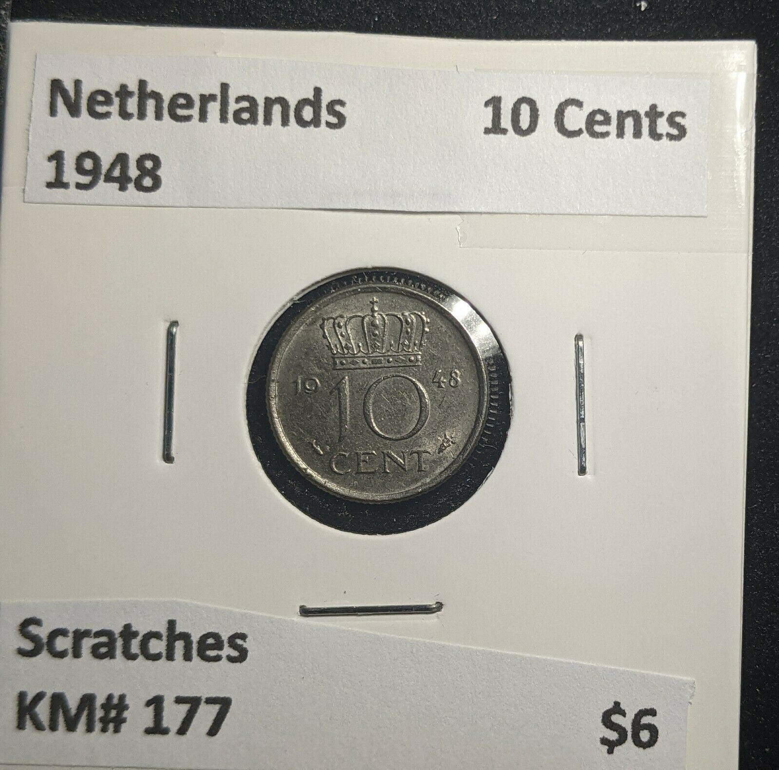 Netherlands 1948 10 Cents KM# 177 Scratches #402 1B