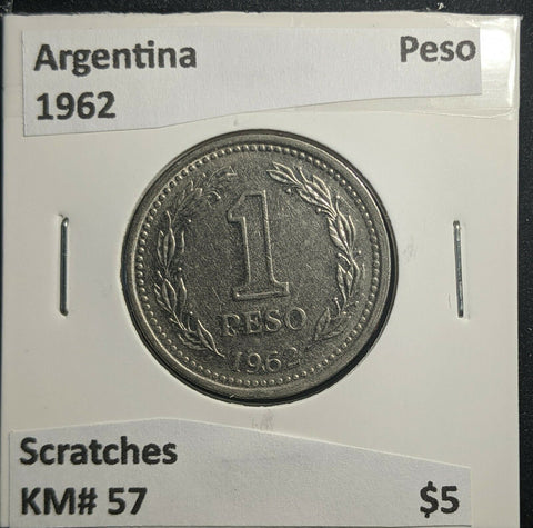 Argentina 1962 Peso KM# 57 Scratches #391 1B