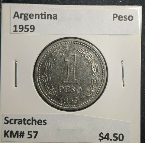 Argentina 1959 Peso KM# 57 Scratches #417 1B