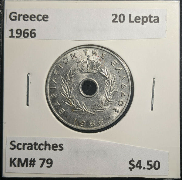 Greece 1966 20 Lepta KM# 79 Scratches #397 1B