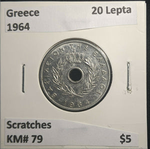 Greece 1964 20 Lepta KM# 79 Scratches #786 1C