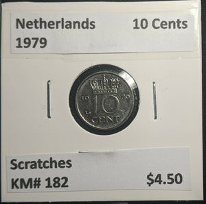 Netherlands 1979 10 Cents KM# 182 Scratches #820 1C
