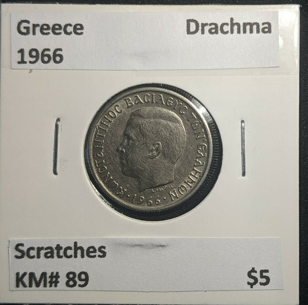 Greece 1966 Drachma KM# 89 Scratches #819 1C