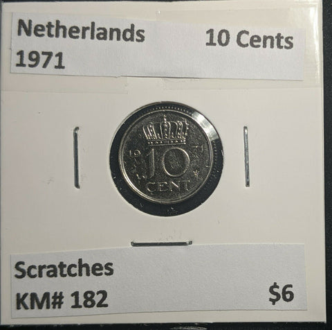 Netherlands 1971 10 Cents KM# 182 Scratches #813 1C
