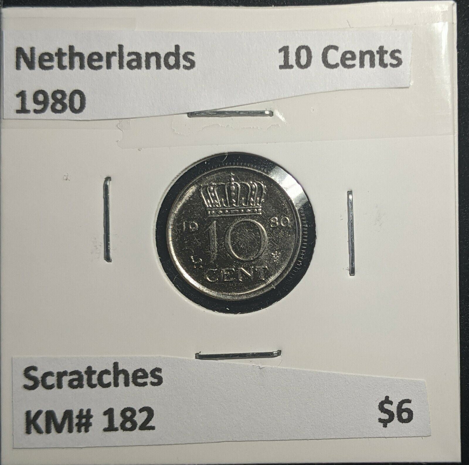 Netherlands 1980 10 Cents KM# 182 Scratches #814 1C