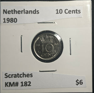 Netherlands 1980 10 Cents KM# 182 Scratches #814 1C
