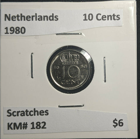 Netherlands 1980 10 Cents KM# 182 Scratches #814 1C