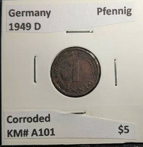 Germany 1949 D Pfennig KM# 2A01 Corroded #788 2A