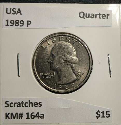 USA 1989 P Quarter KM# 164a Scratches #826 2A