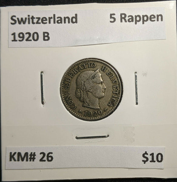 Switzerland 1920 B 5 Rappen KM# 26 #866 2A