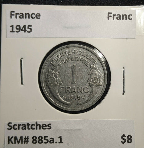France 1945 Franc KM# 885a.1 Scratches #861 2A