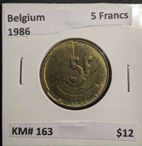 Belgium 1986 5 Francs KM# 163 #848 2A