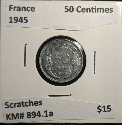 France 1945 50 Centimes KM# 894.1a Scratches #871 2A