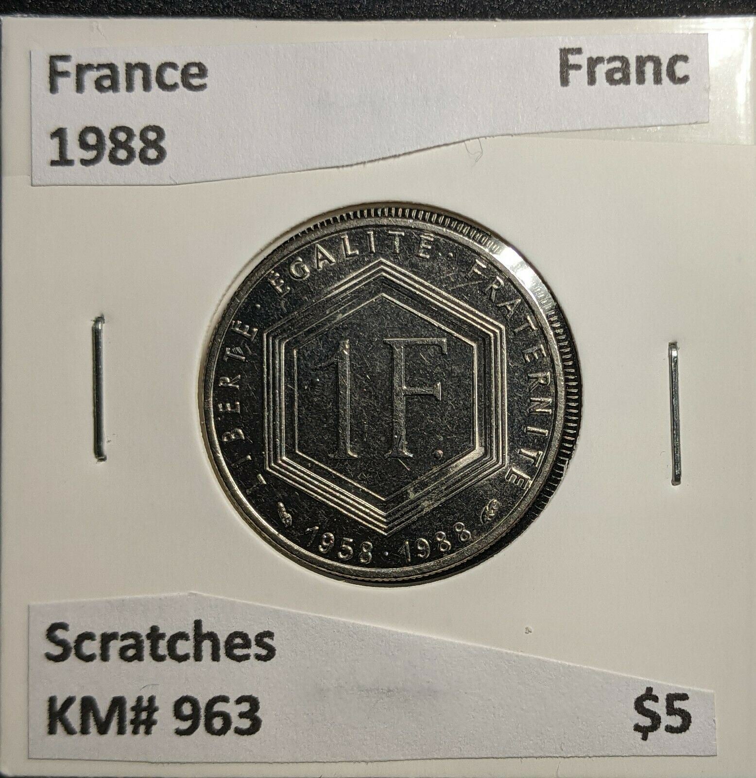 France 1988 Franc KM# 963 Scratches #870 2A