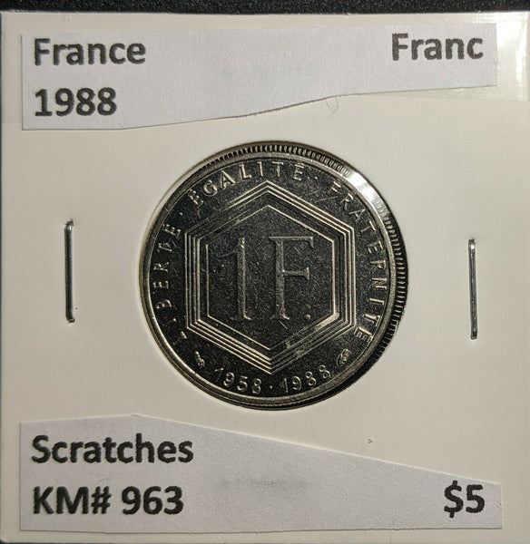 France 1988 Franc KM# 963 Scratches #870 2A