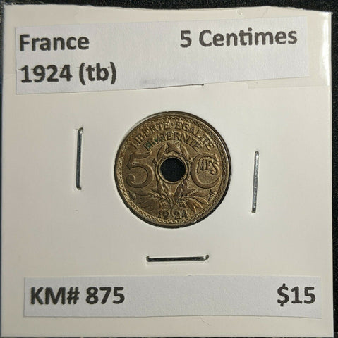 France 1924 (tb) 5 Centimes KM# 875 #784 2B