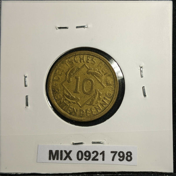 Germany Weimar Republic 1924 E 10 Reichspfennig KM# 33 Die Crack #798 2B