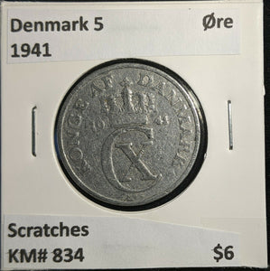 Denmark 1941 5 Øre KM# 834 Scratches #781 2B