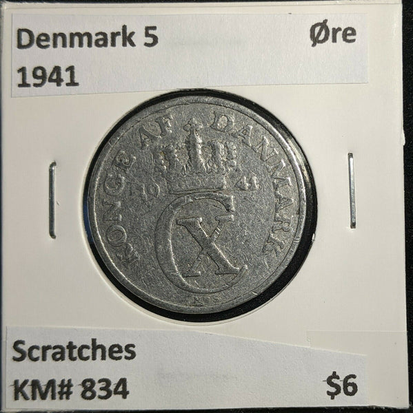 Denmark 1941 5 Øre KM# 834 Scratches #781 2B