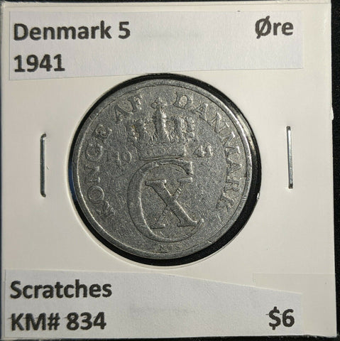 Denmark 1941 5 Øre KM# 834 Scratches #781 2B