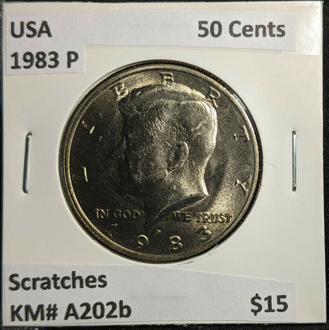 USA 1983 P 50 Cents KM# A202B Toned Scratches #310 2B