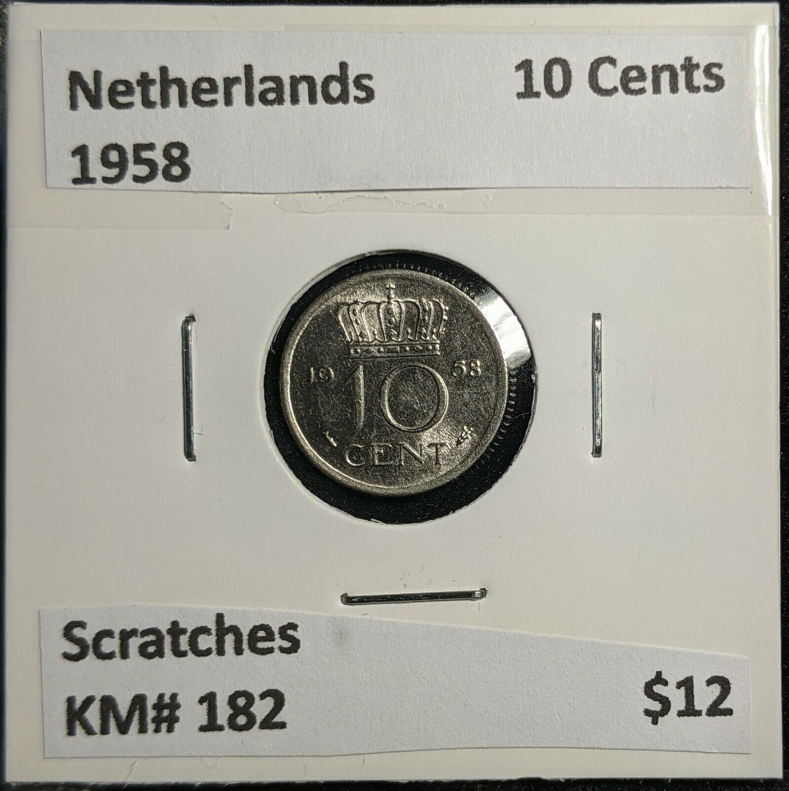 Netherlands 1958 10 Cents KM# 182 Scratches #329 2B