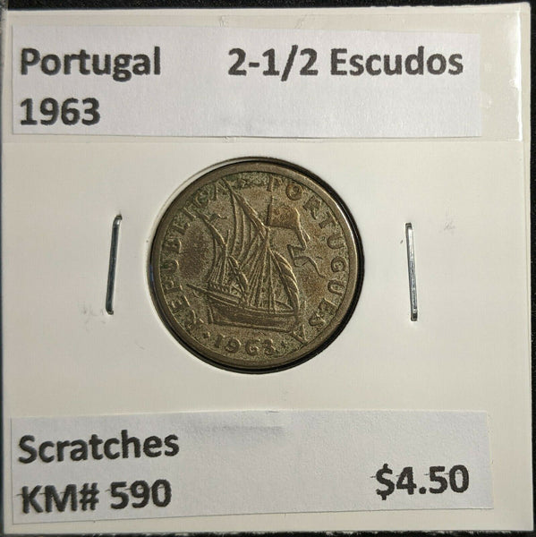 Portugal 1963 2-1/2 Escudos KM# 590 Scratches #845 2B