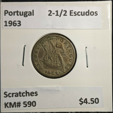 Portugal 1963 2-1/2 Escudos KM# 590 Scratches #845 2B