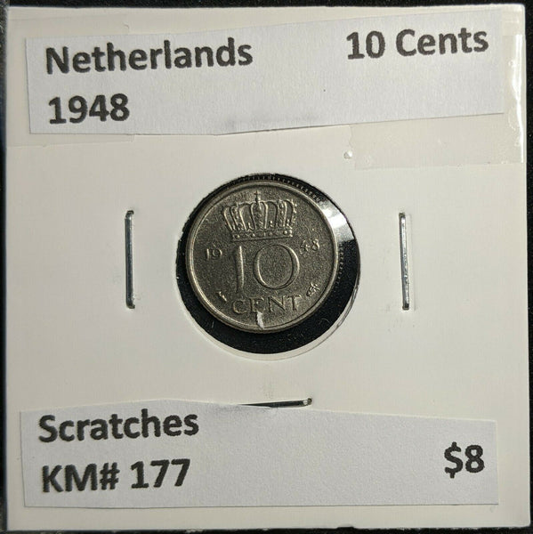 Netherlands 1948 10 Cents KM# 177 Scratches #312 2B