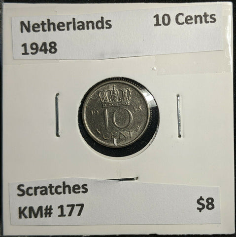 Netherlands 1948 10 Cents KM# 177 Scratches #312 2B