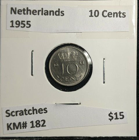 Netherlands 1955 10 Cents KM# 182 Scratches #313 2B