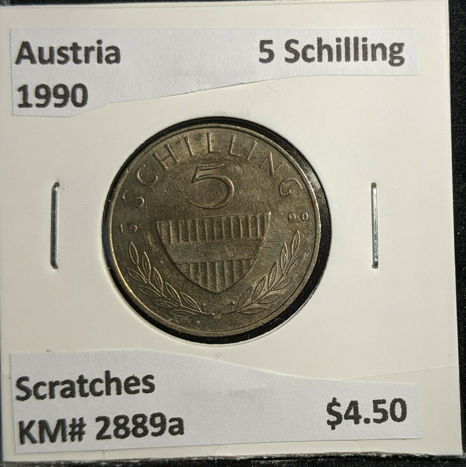 Austria 1990 5 Schilling KM# 2889a Scratches #332 2B