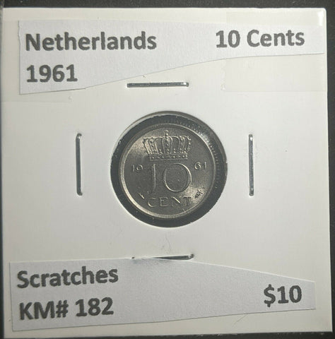 Netherlands 1961 10 Cents KM# 182 Scratches #834 2C