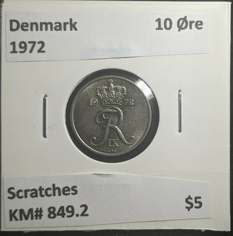 Denmark 1972 10 Øre KM# 849.2 Scratches #261 2C