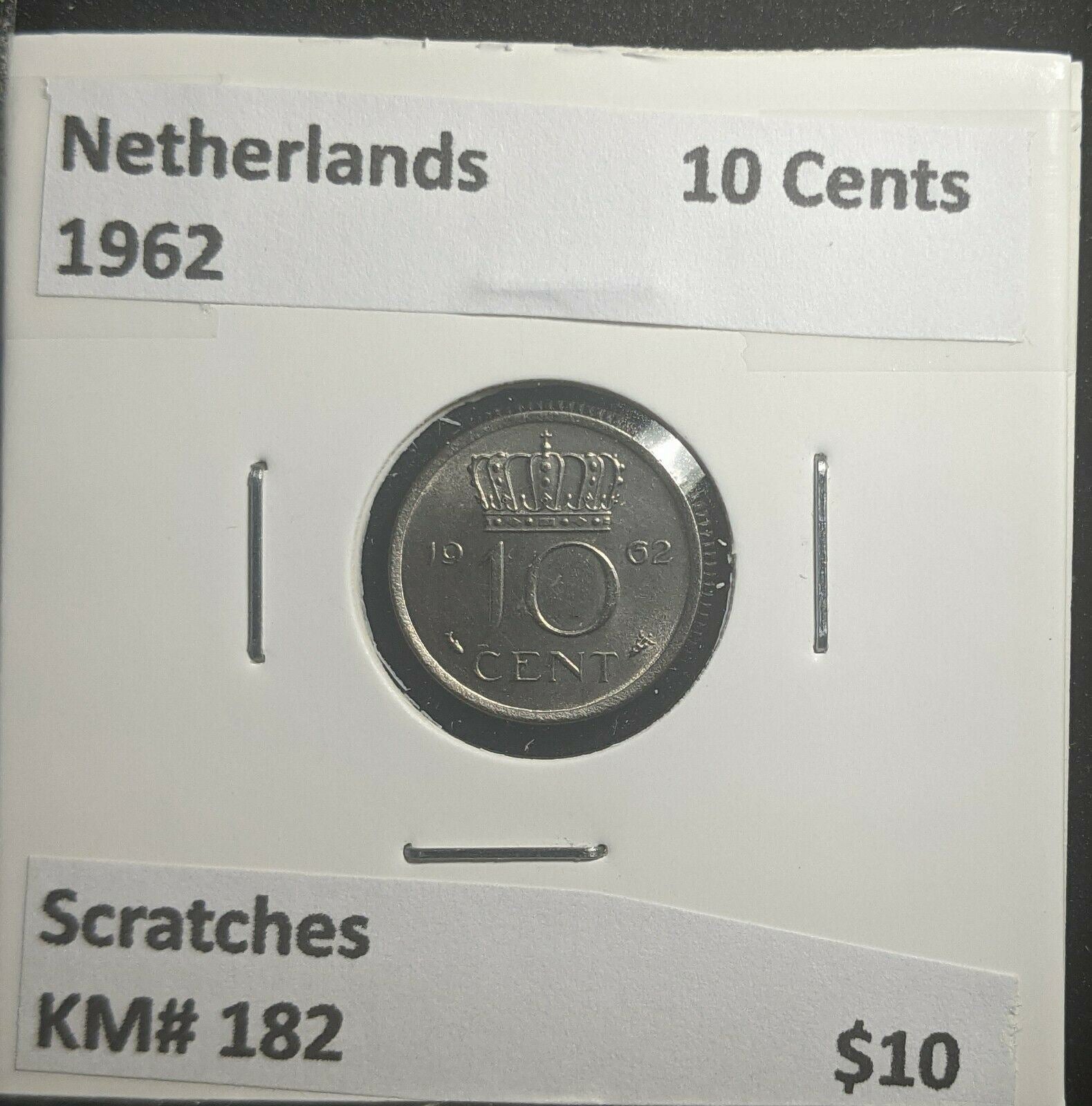 Netherlands 1962 10 Cents KM# 182 Scratches #830 2C