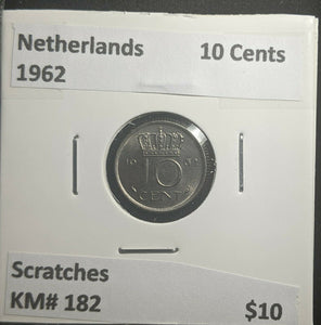Netherlands 1962 10 Cents KM# 182 Scratches #830 2C