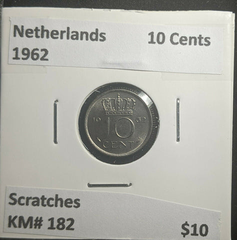 Netherlands 1962 10 Cents KM# 182 Scratches #830 2C