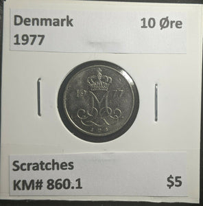 Denmark 1977 10 Øre KM# 860.1 Scratches #258 2C