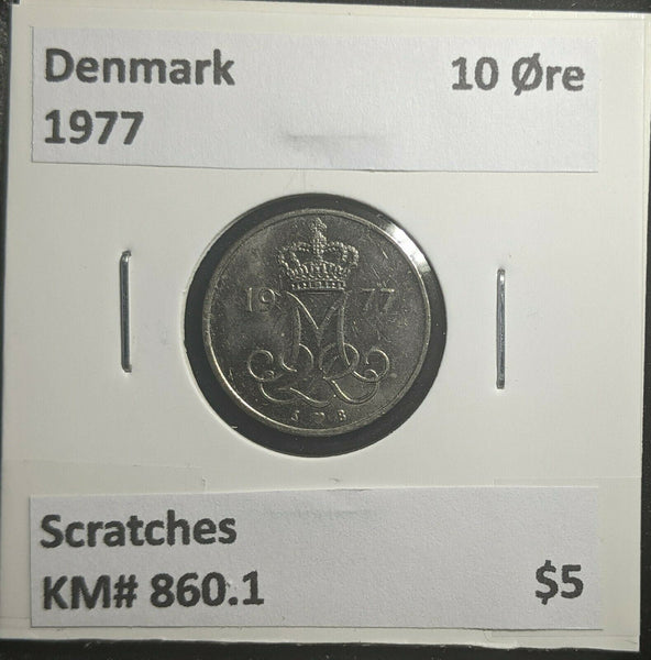 Denmark 1977 10 Øre KM# 860.1 Scratches #258 2C