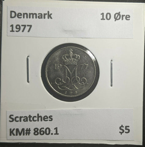 Denmark 1977 10 Øre KM# 860.1 Scratches #258 2C