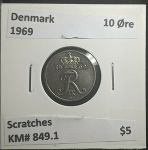 Denmark 1969 10 Øre KM# 849.1 Scratches #260 2C