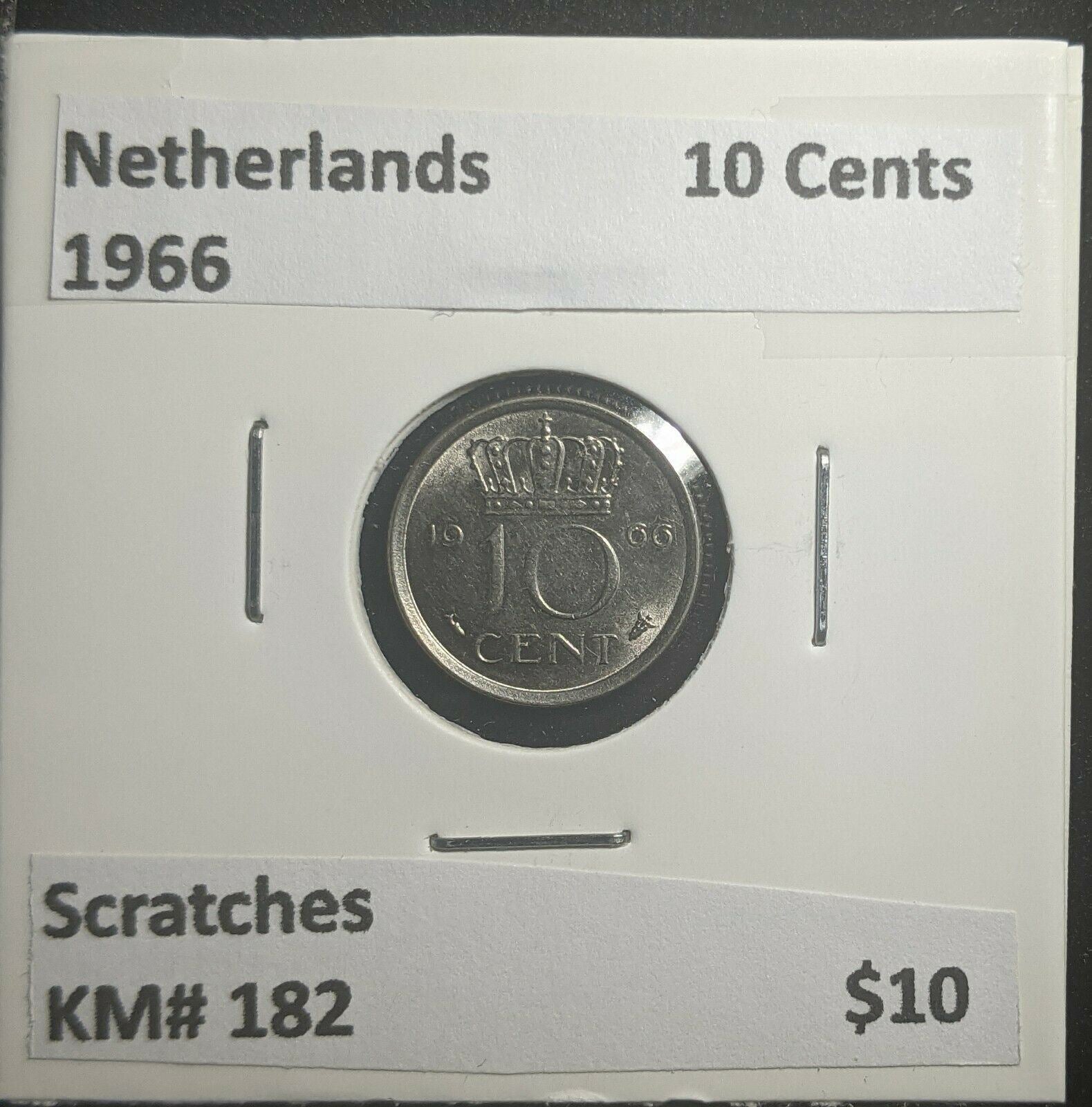 Netherlands 1966 10 Cents KM# 182 Scratches #825 2C