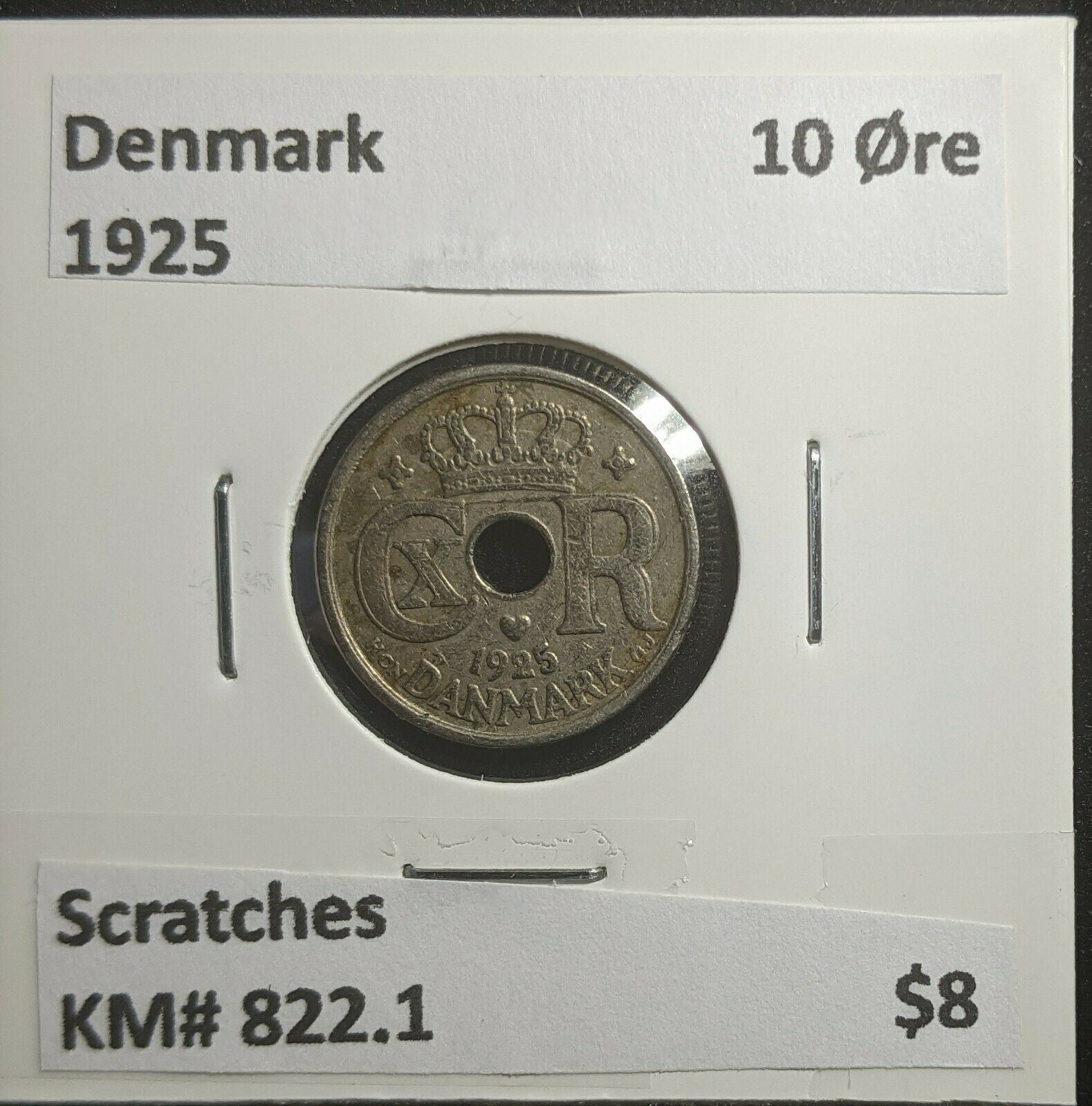 Denmark 1925 10 Øre KM# 822.1 Scratches #269 2C