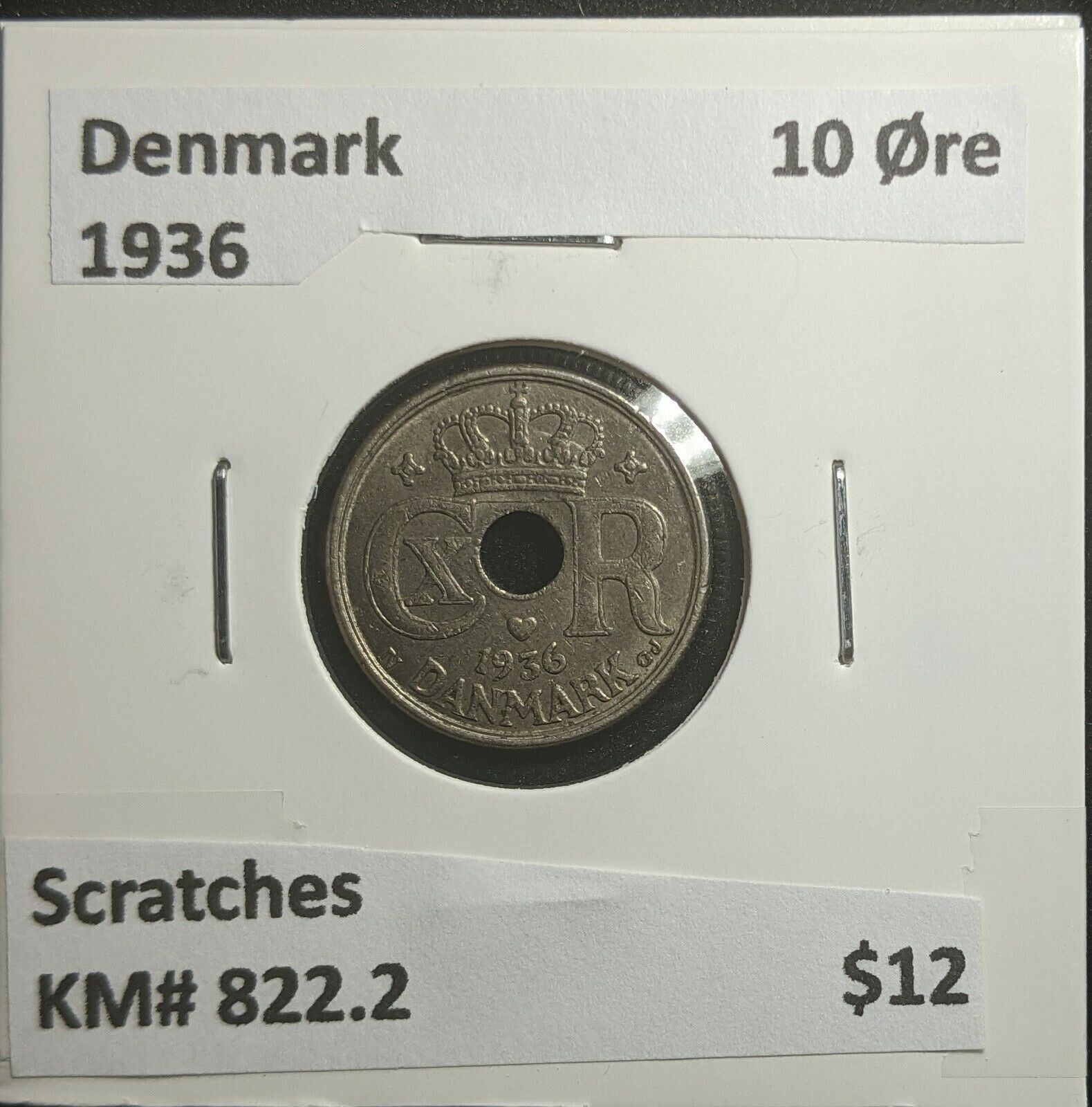 Denmark 1936 10 Øre KM# 822.2 Scratches #273 2C