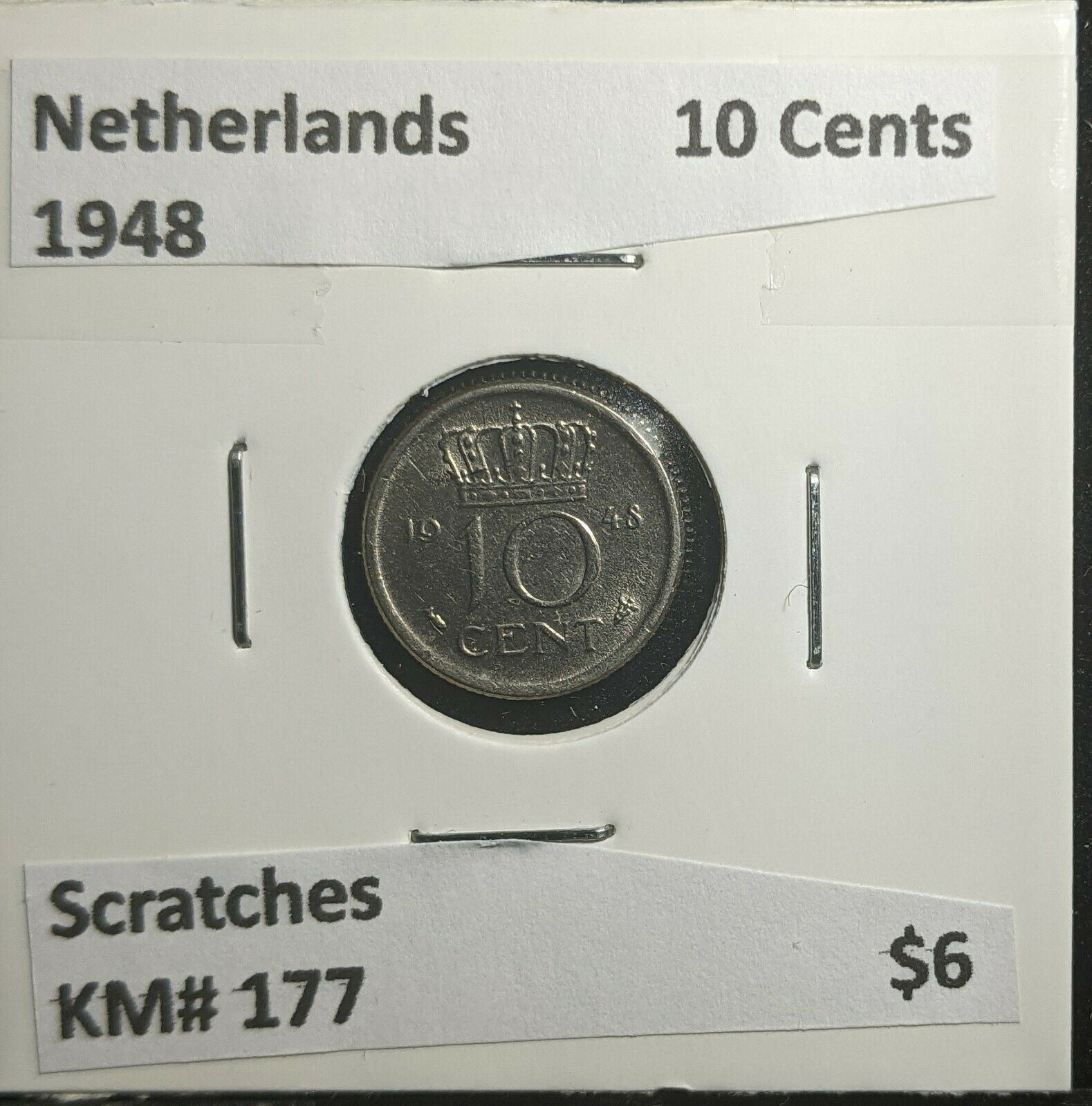 Netherlands 1948 10 Cents KM# 177 Scratches #275 3A